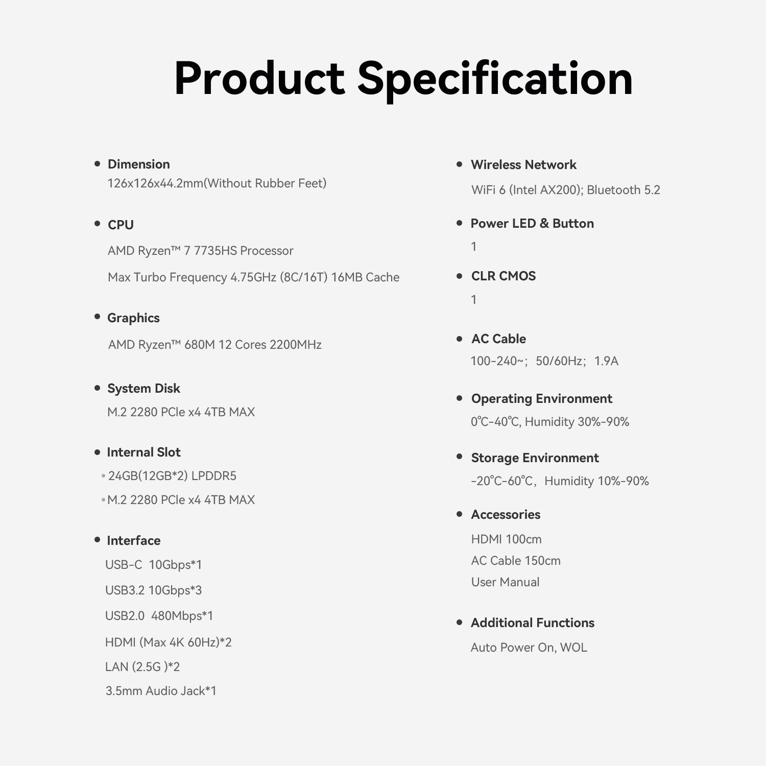 Beelink EQR7 AMD Ryzen™ 7 7735HS/7735U